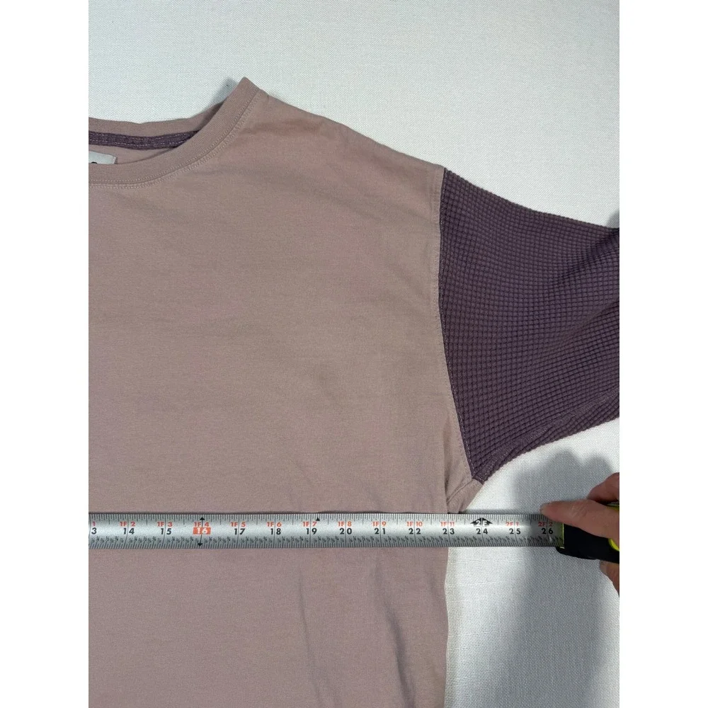 BDG Urban Outfitters Womens L Mauve Waffle Knit Sleeve Mixed Media Tee